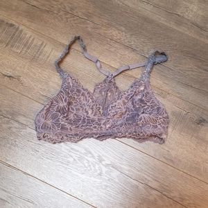 Grey lace wireless bra
